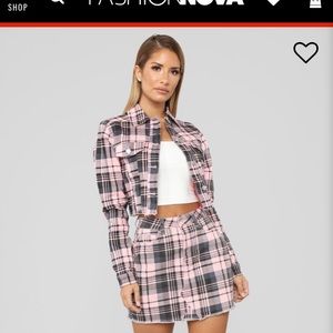 Fashion Nova Pink Plaid Set with Sunglasses